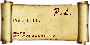 Petz Lilla névjegykártya